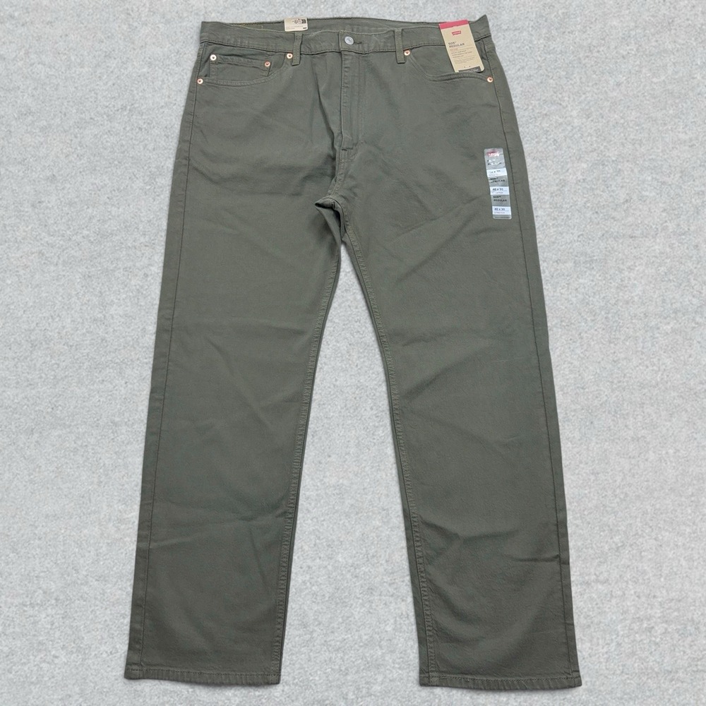 Levi's 505 Jeans Men's 40x30 Olive Green Regular Fit Straight Leg Stretch Modern